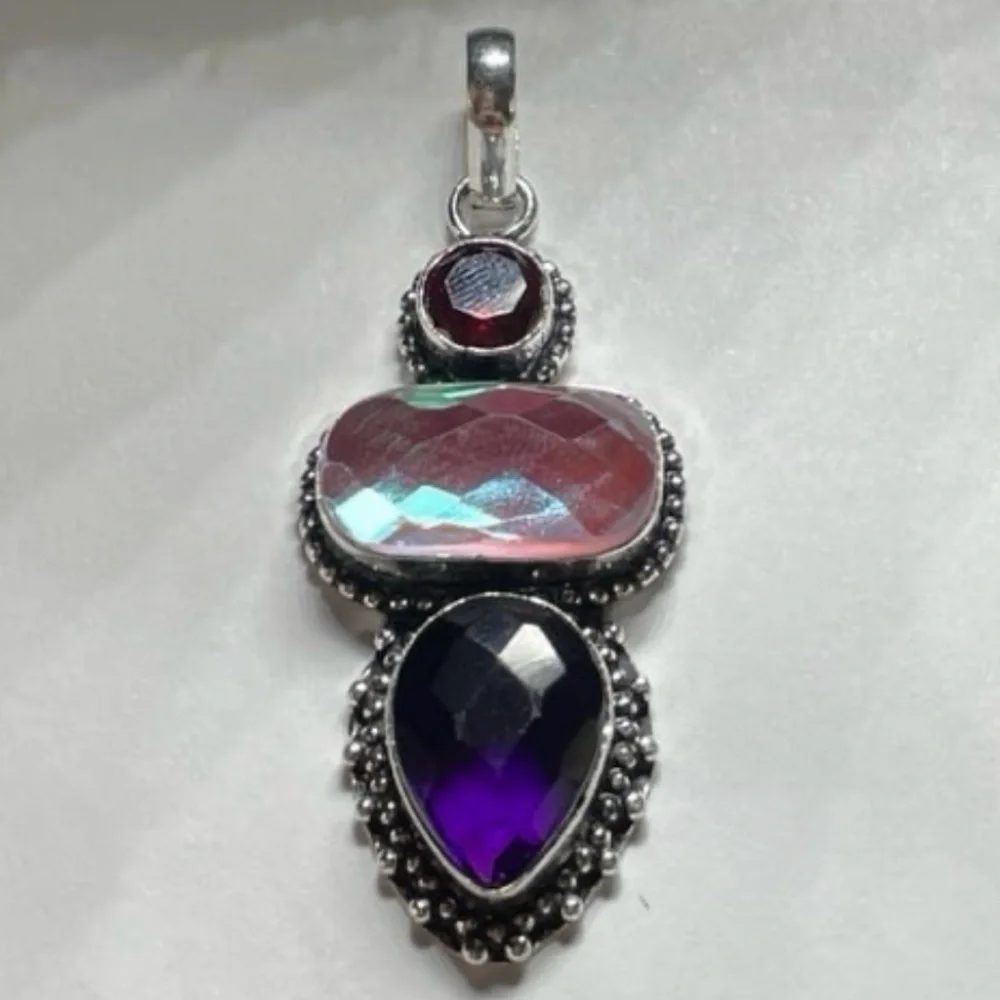 Mystic Fire Topaz/Amethyst Pendant
